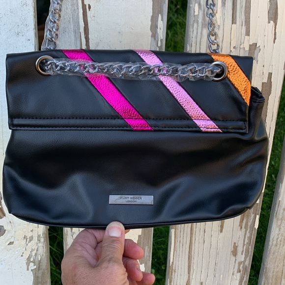 Kurt Geiger handbag crossbody metallic stripes black - Picture 7 of 16
